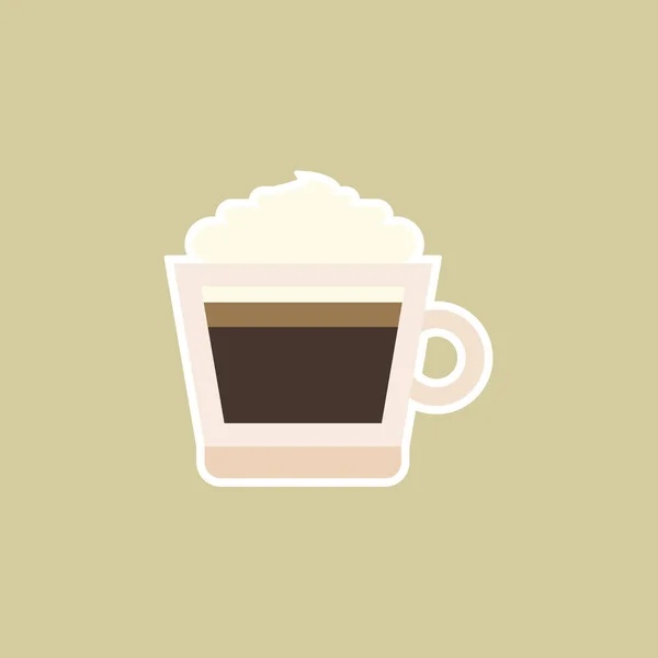 Koffie Slagroom Platte Ontwerp Vector Illustratie Lekkere Cappuccino Versierd Met — Stockvector