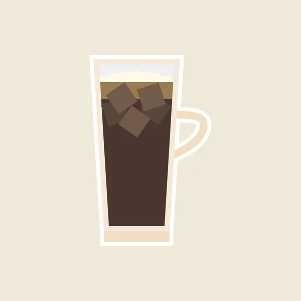 Ένα Ποτήρι Παγωμένο Καφέ Επίπεδη Σχεδίαση Διανυσματική Απεικόνιση — Διανυσματικό Αρχείο