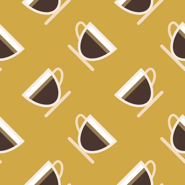 Csésze Kávé Zökkenőmentes Minta Vektor Illusztráció — Stock Vector