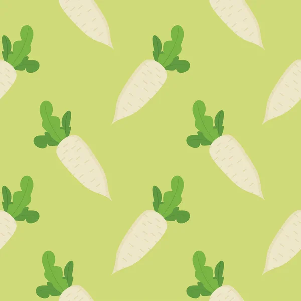 Illustration Vectorielle Motif Sans Couture Radis Navet Végétalien Végétarien Motif — Image vectorielle