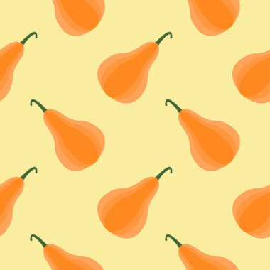 Kabak pürüzsüz desen. Cadılar Bayramı vektör illüstrasyonu. Vektör portakal renginde düşen balkabakları kusursuz bir şablon arka planı. Sonbahar temalı tasarımlar, davetiye, kumaş, ambalaj projeleri için harika