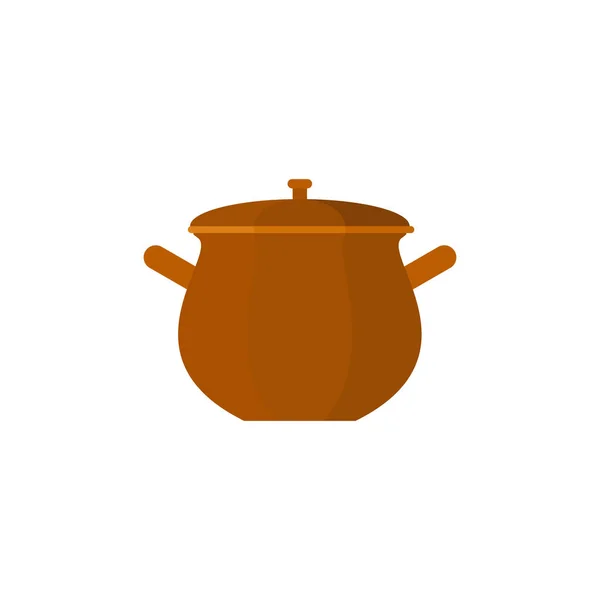 Stew Pot Kitchen Tools Flat Design Vector Illustration Kitchenware Icon — Stock Vector
