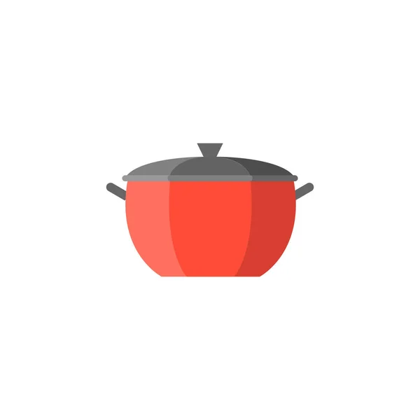 Stew Pot Kitchen Tools Flat Design Vector Illustration Kitchenware Icon — Stock Vector