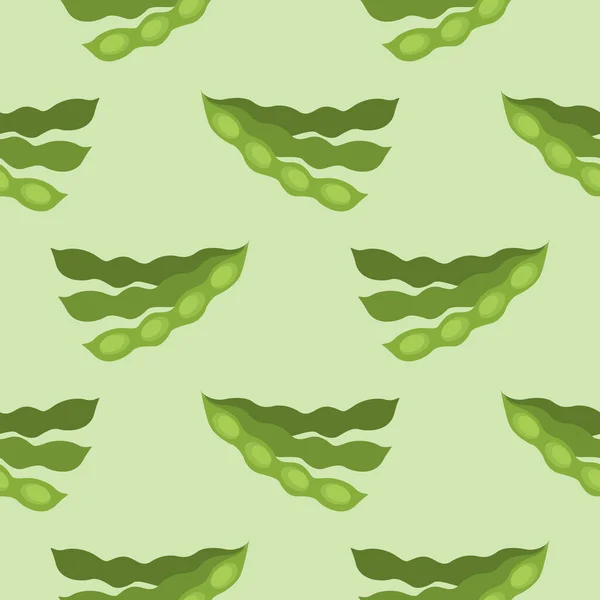 Soybean Seamless Pattern Vector Illustration Vegan Vegetarian Texture Healthy Food — Stock Vector
