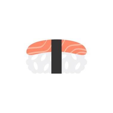 Suşi yassı tasarım vektör çizimi. Japon yemek kafe şablonu, Japon restoran vektör komedi tarzı..
