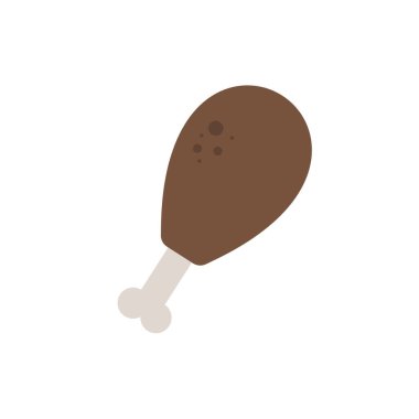 Kızarmış tavuk budu ya da davul düz tasarım vektör çizimi. fast food sembolü