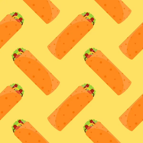 Shawarma Kebab Senza Soluzione Continuità Modello Vettoriale Illustrazione Farina Kebab — Vettoriale Stock