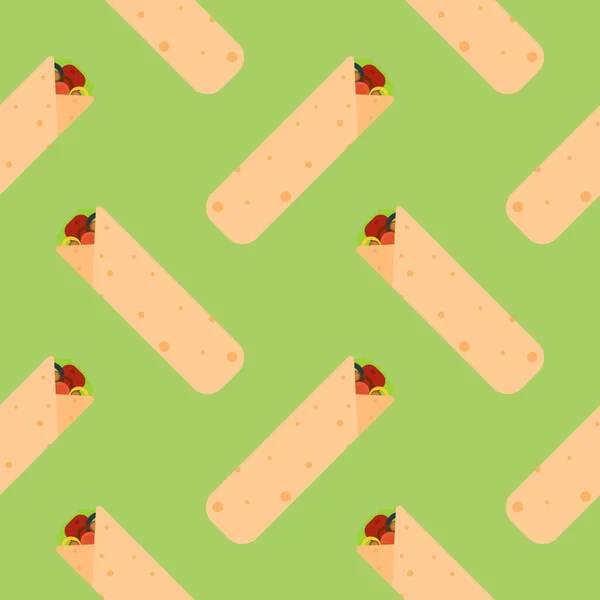 Shawarma Doner Burito Diseño Plano Vector Ilustración Delicioso Rollo Árabe — Vector de stock
