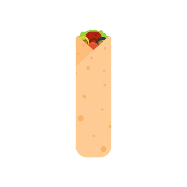 Shawarma Doner Burito Desenho Plano Vetor Ilustração Rolo Árabe Delicioso — Vetor de Stock