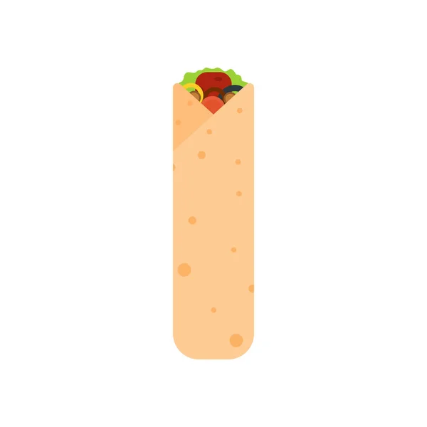 Shawarma Doner Burito Flat Design Vector Illustration Delicious Arabic Roll — Stock Vector