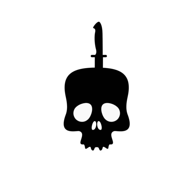 Craniu Pumnal Sau Cuțit Simbol Negru Silueta Craniu Logo — Vector de stoc