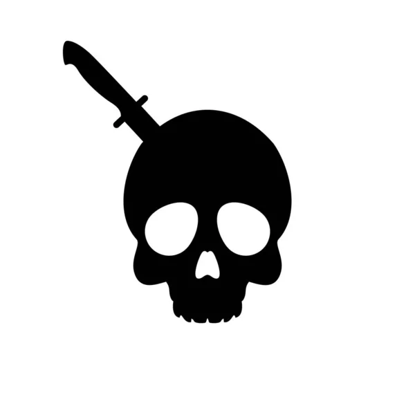 Totenkopf Mit Dolch Oder Messer Schwarzes Symbol Silhouette Totenkopf Logo — Stockvektor