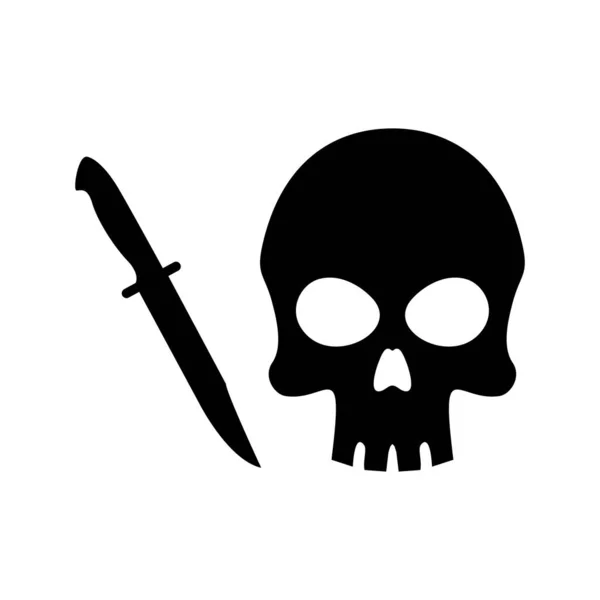 Totenkopf Mit Dolch Oder Messer Schwarzes Symbol Silhouette Totenkopf Logo — Stockvektor