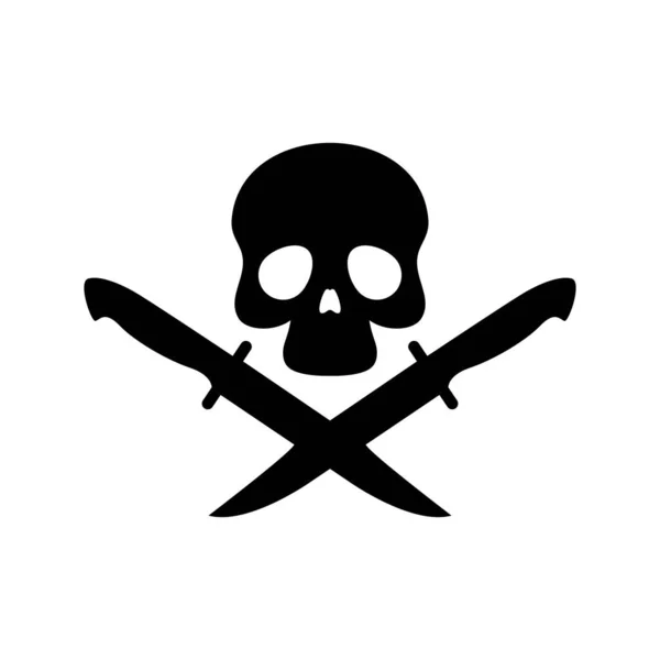 Crânio Com Punhal Faca Símbolo Preto Logotipo Crânio Silhueta — Vetor de Stock
