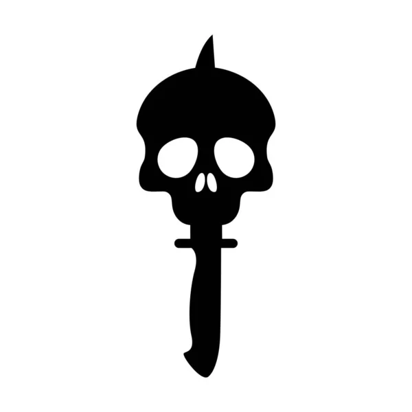Skull Dagger Knife Black Symbol Silhouette Skull Logo — Stock Vector