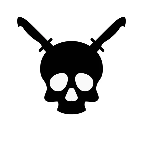 Crânio Com Punhal Faca Símbolo Preto Logotipo Crânio Silhueta —  Vetores de Stock