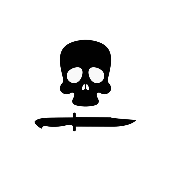 Totenkopf Mit Dolch Oder Messer Schwarzes Symbol Silhouette Totenkopf Logo — Stockvektor