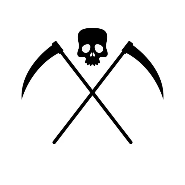 Totenkopf Mit Sensensymbol Vektor Illustration Schnitter Symbol — Stockvektor