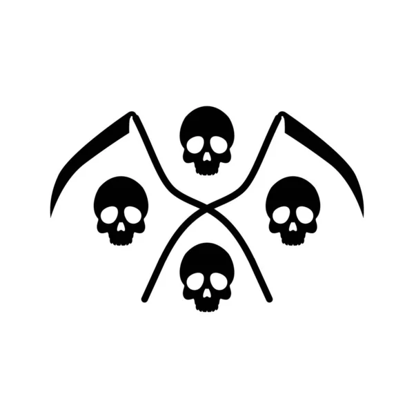 Crâne Avec Scythe Symbole Vectoriel Illustration Icône Faucheuse — Image vectorielle