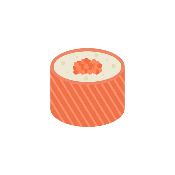 Sushi Επίπεδη Σχεδίαση Διανυσματική Απεικόνιση Ρολό Σούσι Σολομός Ρύζι Ελάχιστα — Διανυσματικό Αρχείο