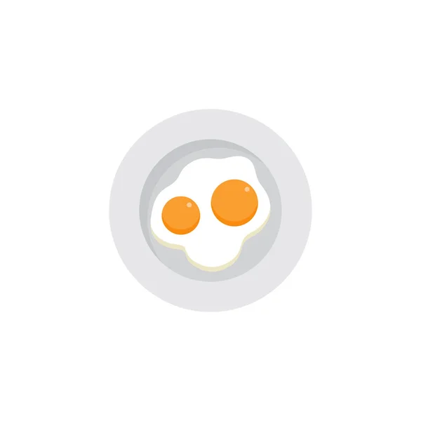 Huevo Frito Placa Vector Ilustración Lado Soleado Hasta Huevo Frito — Vector de stock