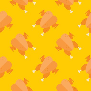 Kızarmış tavuk ya da hindi pürüzsüz desenli vektör çizimi