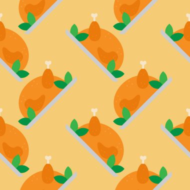 Kızarmış tavuk ya da hindi pürüzsüz desenli vektör çizimi