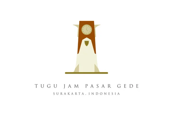 Tugu Jam Pasar Gede Solo Stad Surakarta Landmärke Landmärke Ikonen — Stock vektor