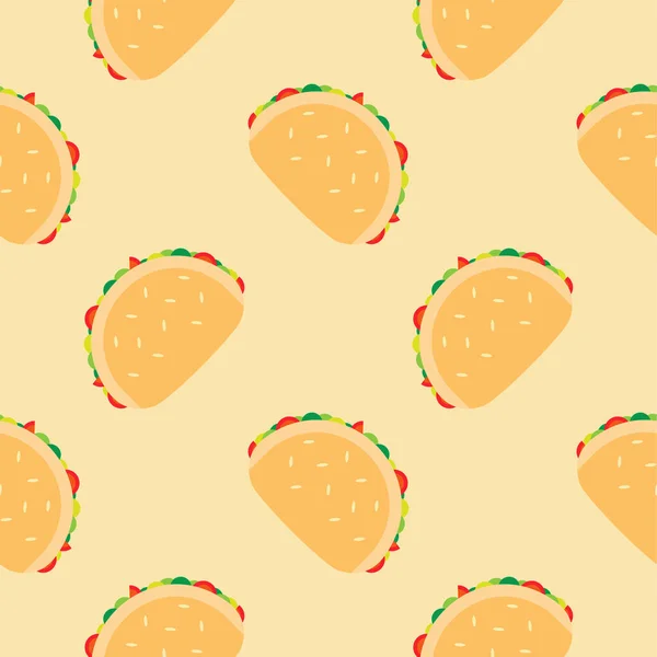 Taco Seamless Pattern Flat Design Vector Illustration — Stock Vector