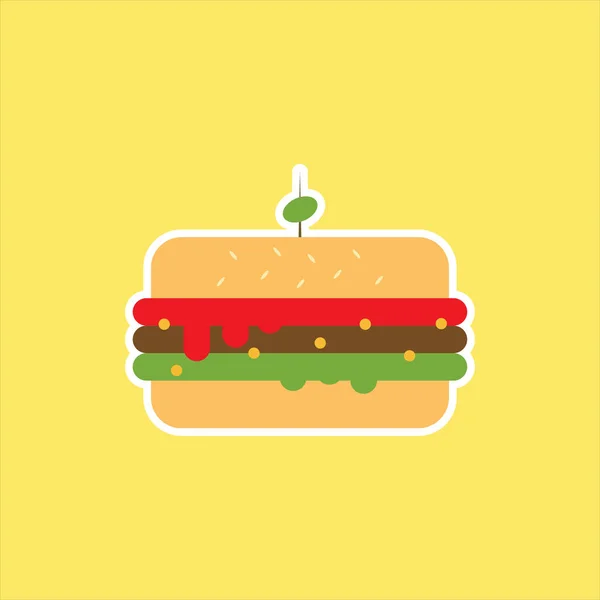 Hamburger Flat Design Vector Illustration Junk Food Fast Food Icon — Stock Vector