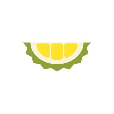 Durian düz tasarım vektör çizimi. Sağlıklı yaşam tarzı için yaz tropikal meyveler. İzole edilmiş bir ikon. Meyve suyu için meyve suyu ve sağlıklı yemek ve vejetaryen menüsü için malzeme.