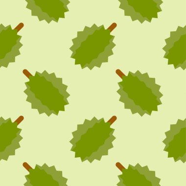 Durian kusursuz desensiz vektör çizimi. Yuvarlak tropikal meyve. Dikenli meyve. Hediye paketleme kağıt vektör çizimi.