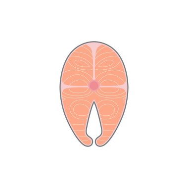 Kırmızı balık somon bifteği. Kırmızı balık filetosu düz tasarım vektör çizimi