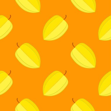 Karambola veya yıldız meyvesiz desenli vektör çizimi