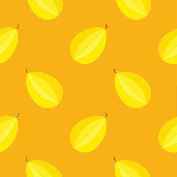 Karambola Star Fruit Seamless Pattern Vector Illustration — Stock Vector