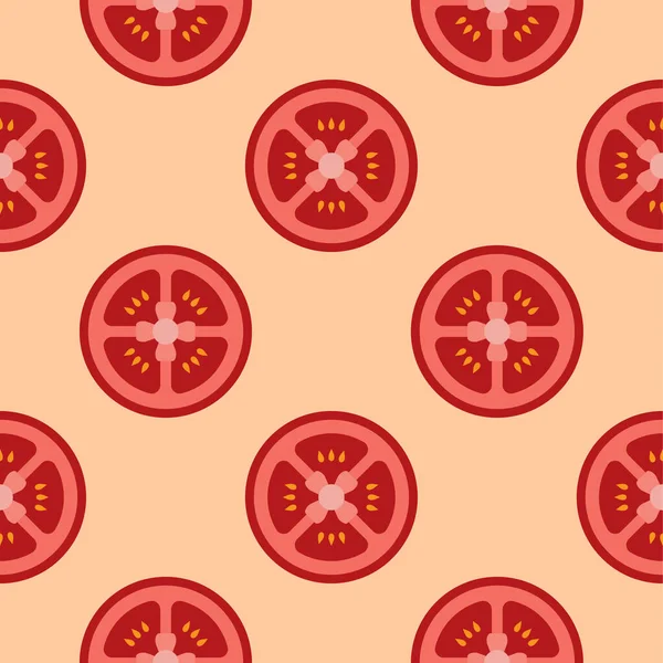 Tranché Tomate Rouge Motif Sans Couture Illustration Vectorielle — Image vectorielle