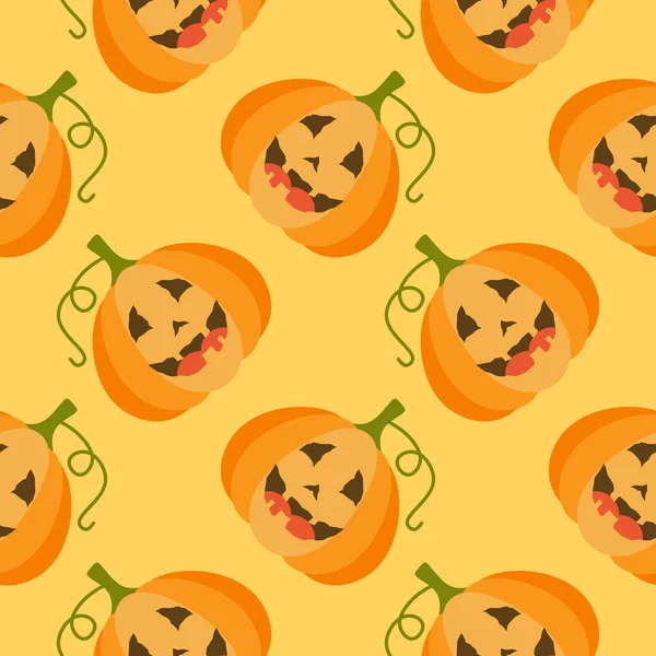 Halloween Jack Lucerna Bezproblémový Vzor Halloween Dýně Bezešvé Vzor Vektorové — Stockový vektor
