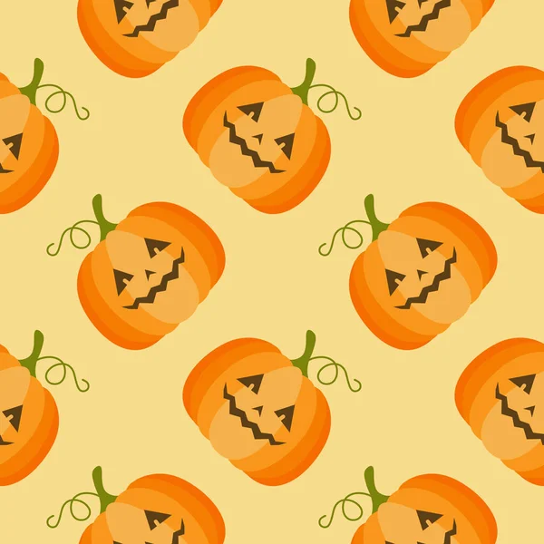 Lindo Naranja Jack Linterna Halloween Calabazas Patrón Sin Costura — Vector de stock