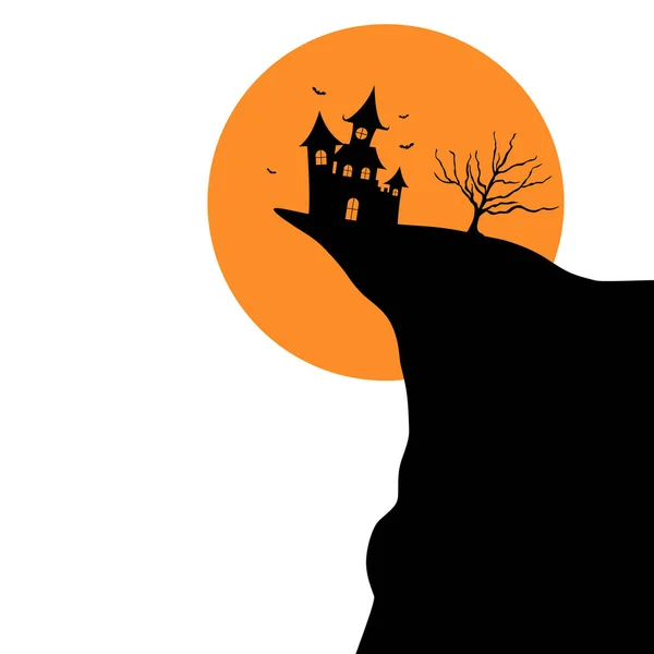 Château Halloween Avec Design Plat Clair Lune Maison Hantée Château — Image vectorielle