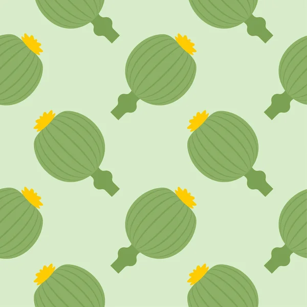 Opium Poppy Seamless Pattern Vector Illustration — Stock Vector