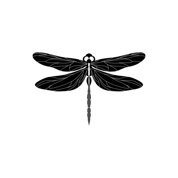 Silhouette Dragonfly Glyph Icon Insect Simple Shape Damselfly Black Vector — Stock Vector