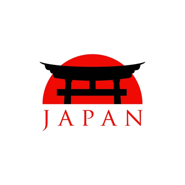 Histórico Torii Puerta Logo Japonés Atardecer Torii Icono Puerta Logotipo — Vector de stock