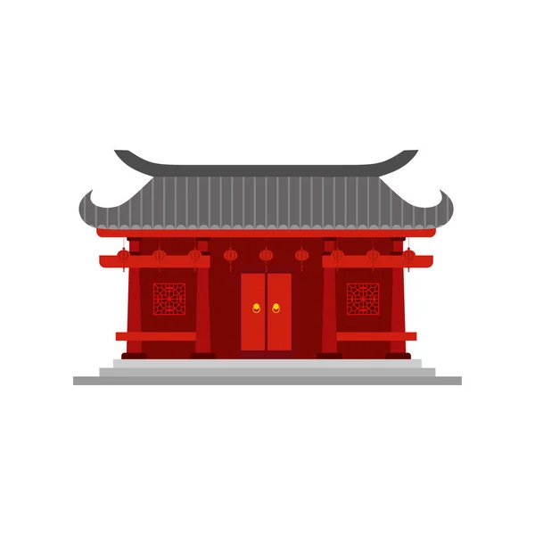 Традиционный Китайский Дом Плоский Дизайн Векторной Иллюстрации Культурная Восточная Архитектура — стоковый вектор