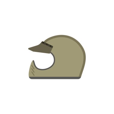 Motosiklet kaskı düz tasarım vektör çizimi beyaz arka planda izole edildi. Başlığı korumak için motosiklet kaskı..