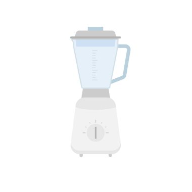 Cam kaseyle yemek öğütmek için mutfak blenderi. Karıştırıcı ya da karıştırıcı mutfak aleti. Meyve suyu yapmak için ekipman. Elektrik makinesi. İzole edilmiş düz vektör çizimi