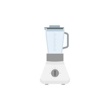 Cam kaseyle yemek öğütmek için mutfak blenderi. Karıştırıcı ya da karıştırıcı mutfak aleti. Meyve suyu yapmak için ekipman. Elektrik makinesi. İzole edilmiş düz vektör çizimi