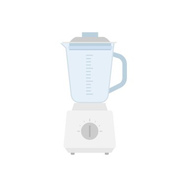Cam kaseyle yemek öğütmek için mutfak blenderi. Karıştırıcı ya da karıştırıcı mutfak aleti. Meyve suyu yapmak için ekipman. Elektrik makinesi. İzole edilmiş düz vektör çizimi