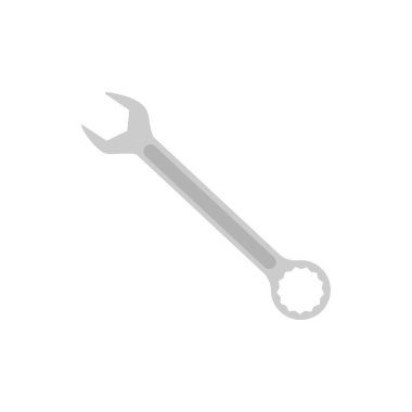 İngiliz anahtarı düz tasarım vektör çizimi. Bakım ve onarım simgesi beyaz arkaplanda izole edildi.