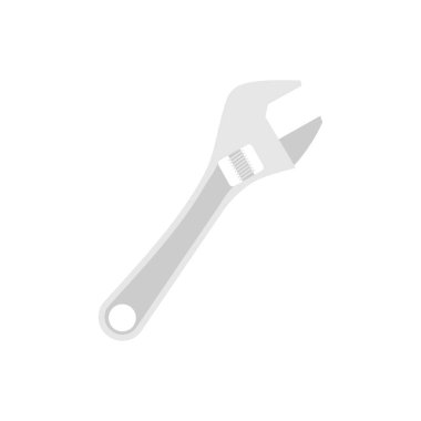 İngiliz anahtarı düz tasarım vektör çizimi. Bakım ve onarım simgesi beyaz arkaplanda izole edildi.