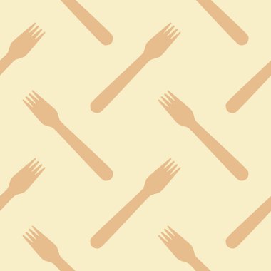 Çatalsız desensiz vektör çizimi. Arka plan, ambalaj, doku, kumaş desenleri, duvar kağıtları, restoranlar, kafeler ve yemek yenecek diğer yerler için duvar süslemeleri için çatal bıçak desenleri